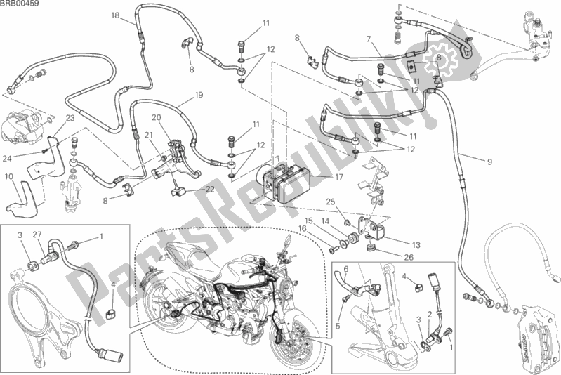 Alle onderdelen voor de Antiblokkeersysteem (abs) van de Ducati Monster 1200 USA 2014